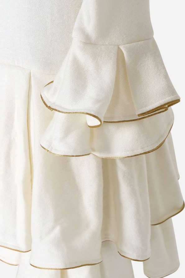 Augie Leauphant White Dress with Golden Trim