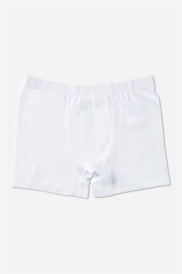 BAYKAR Boys' Cotton Terry Classic Boxer Shorts Pack of 3 White