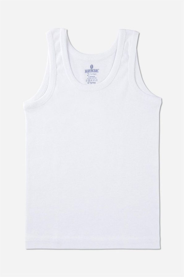 Baykar Boys' Organic Cotton Round Neck Tank Top 3-Pack White