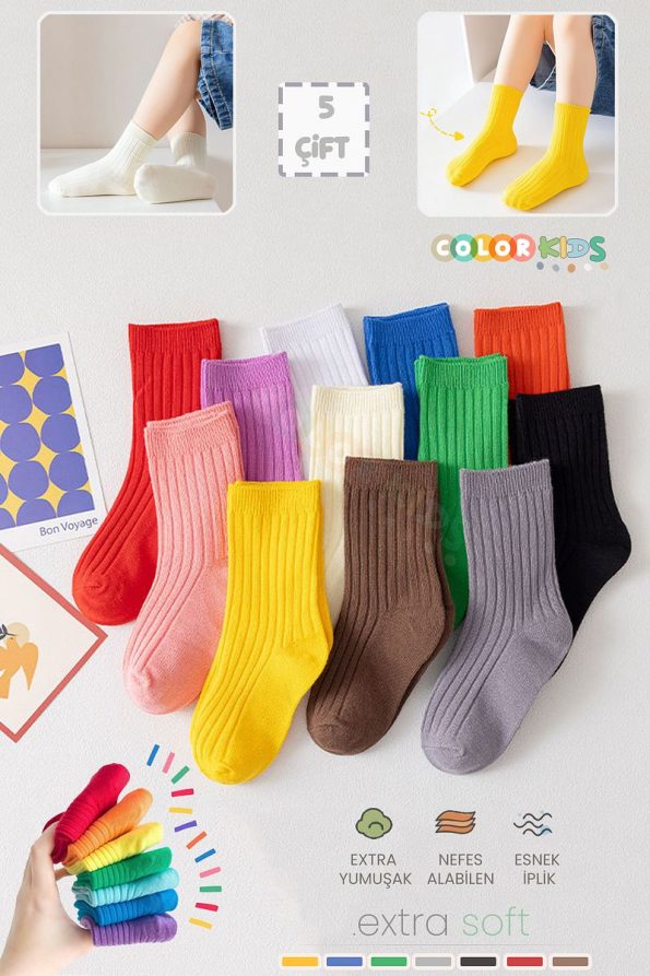 Colorful Socks 5 Pair Kids Spring - Summer Sock Set