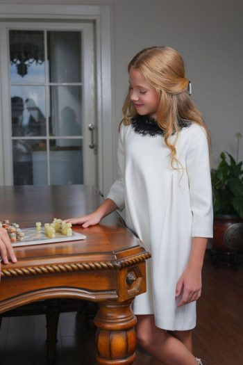 Augie Leauphant Lace Collar Detailed Off-White Dress