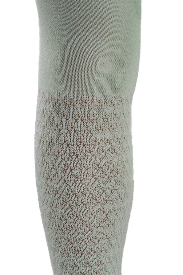 Sisters Socks Girls' Cotton Tights with Green Diamond Pattern