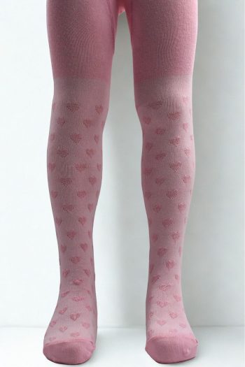 Sisters Socks Girls' Heart Pattern Cotton Tights Pink
