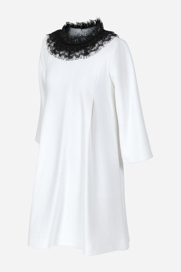 Augie Leauphant Lace Collar Detailed Off-White Dress