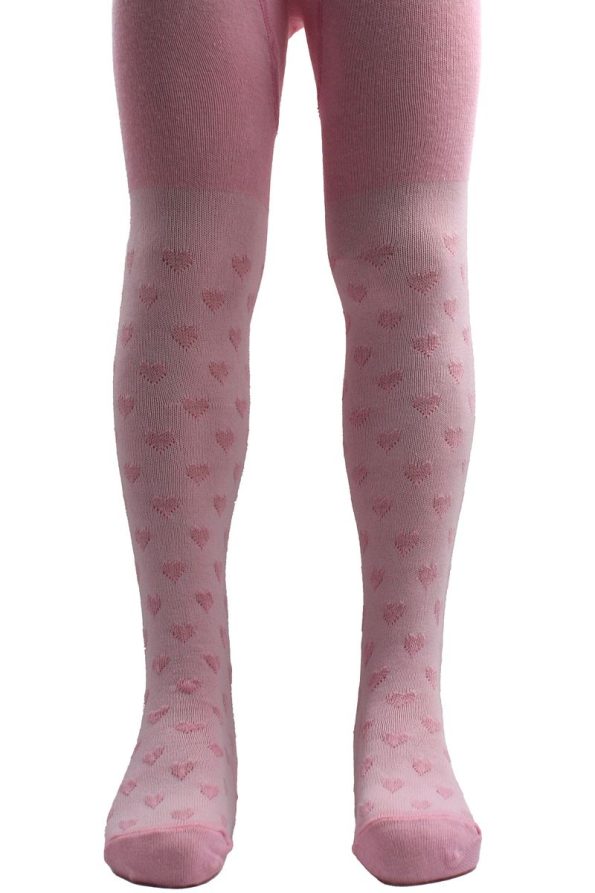 Sisters Socks Girls' Heart Pattern Cotton Tights Pink