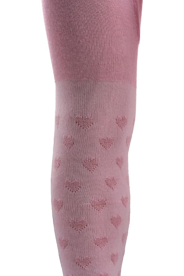 Sisters Socks Girls' Heart Pattern Cotton Tights Pink