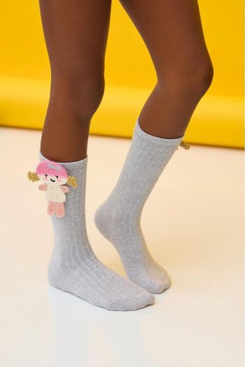 Katia & Bony Girls' Knee-High Socks with Character - Grey Melange