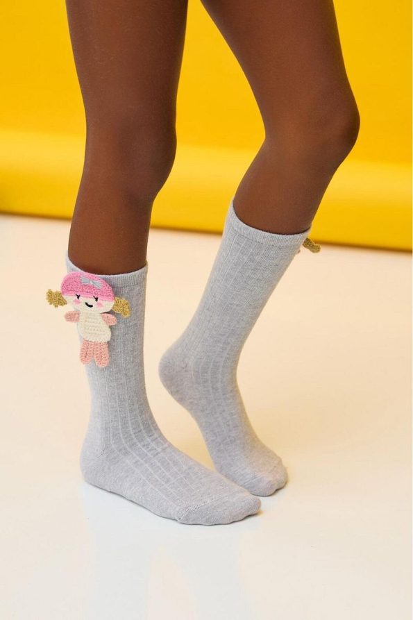 Katia & Bony Girls' Knee-High Socks with Character - Grey Melange