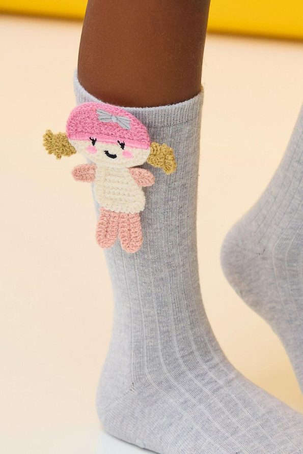Katia & Bony Girls' Knee-High Socks with Character - Grey Melange