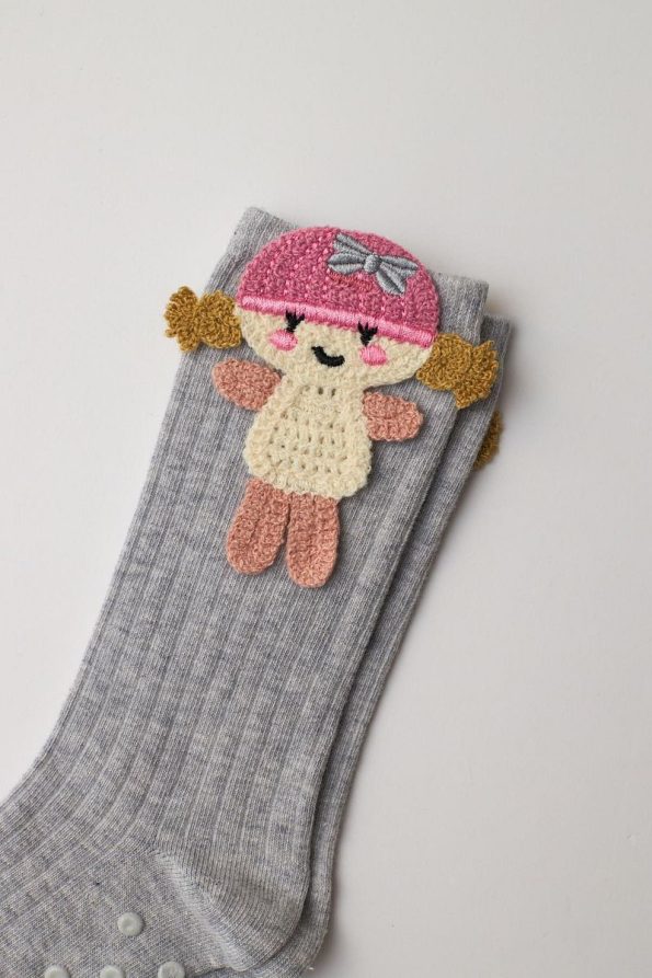 Katia & Bony Girls' Knee-High Socks with Character - Grey Melange