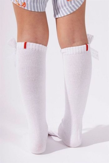Katia & Bony Family Children's Basic Socks with Ribbon - White