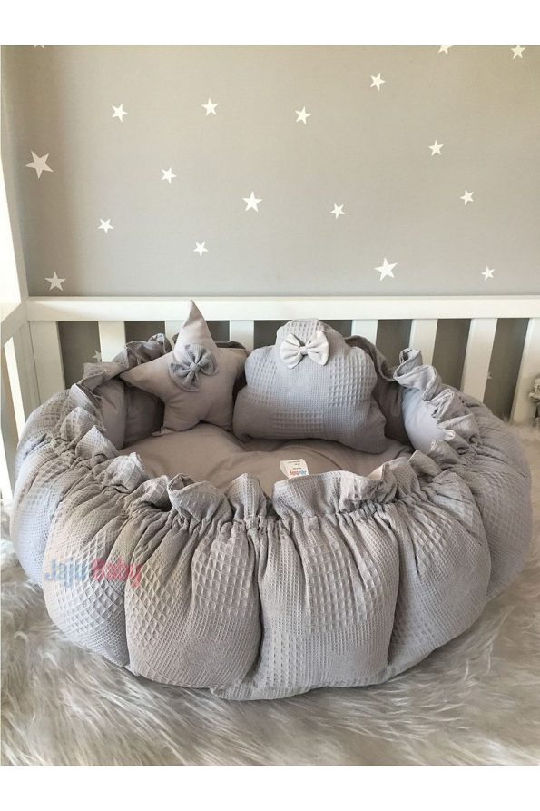 Jaju Baby Nest Gray Muslin Fabric Convertible Play Mat