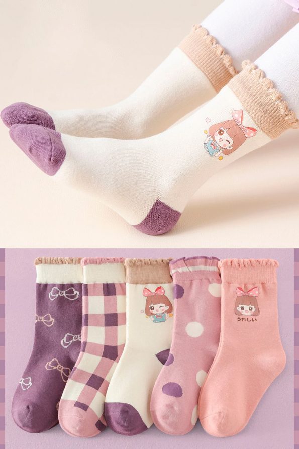 Kids' Character Pattern Socks - 5 Pairs