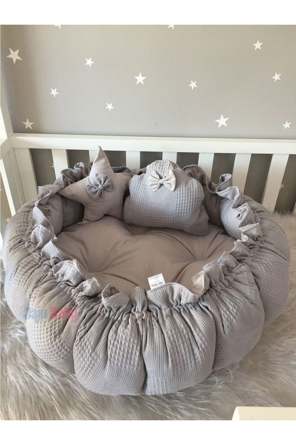 Jaju Baby Nest Gray Muslin Fabric Convertible Play Mat