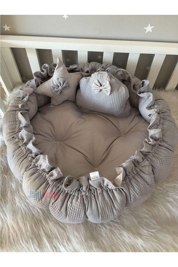 Jaju Baby Nest Gray Muslin Fabric Convertible Play Mat