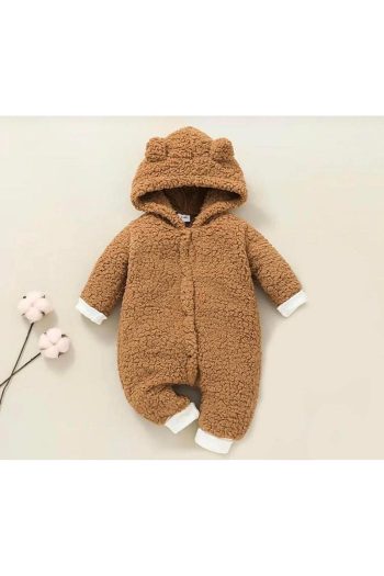 BABYSİ KIDS CLUB Hooded Plush Welsoft Baby Jumpsuit
