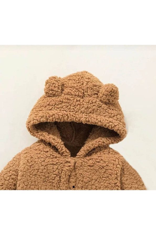 BABYSİ KIDS CLUB Hooded Plush Welsoft Baby Jumpsuit