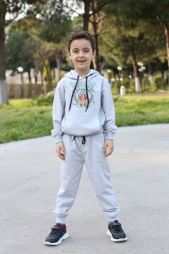 SINSER TEKS Kids Printed Hoodie with Kangaroo Pocket Unisex Tracksuit