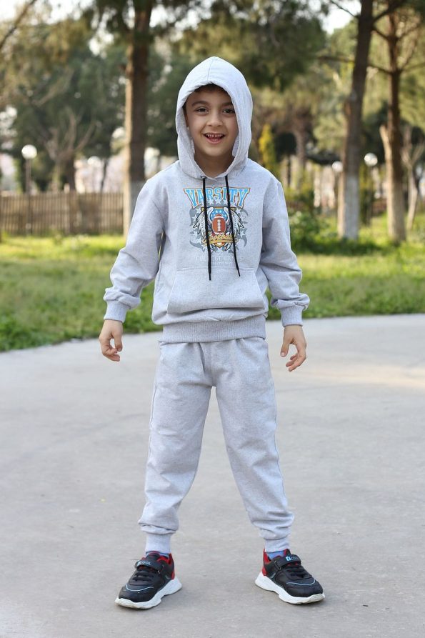SINSER TEKS Kids Printed Hoodie with Kangaroo Pocket Unisex Tracksuit