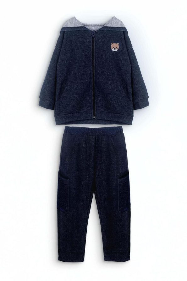 LUESS Boys' Denim Look 3-Piece Hamster Embroidered Set