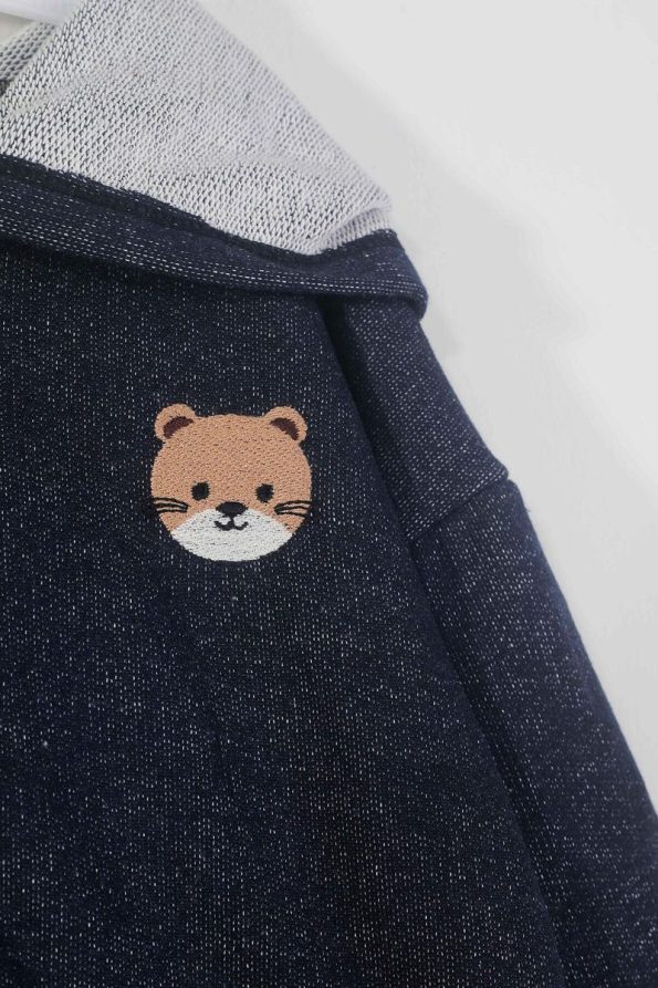 LUESS Boys' Denim Look 3-Piece Hamster Embroidered Set