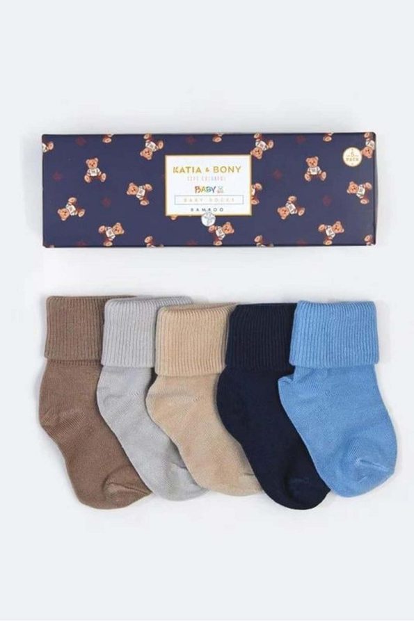 Katia & Bony 5-Pack Newborn Bamboo Baby Socks Multi-Color