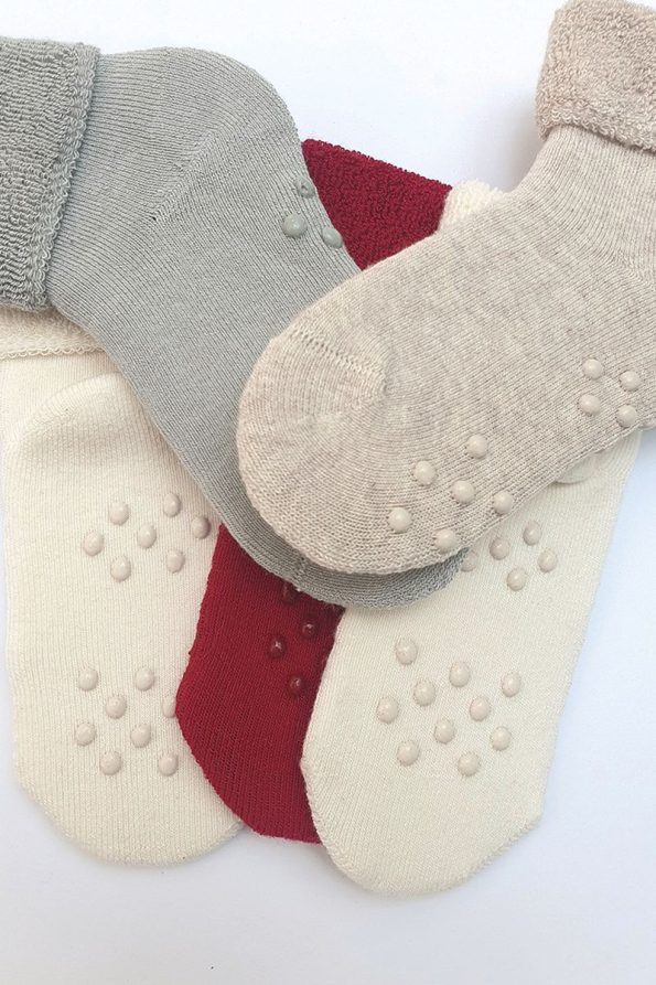 MEM SOCKS Non-Slip Towel Baby/Kids Socks - Set of 5