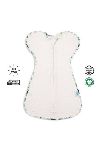 Zuppers Organic Cotton Butterfly Swaddle Sleep Bag - 0.3 Tog - Leaf