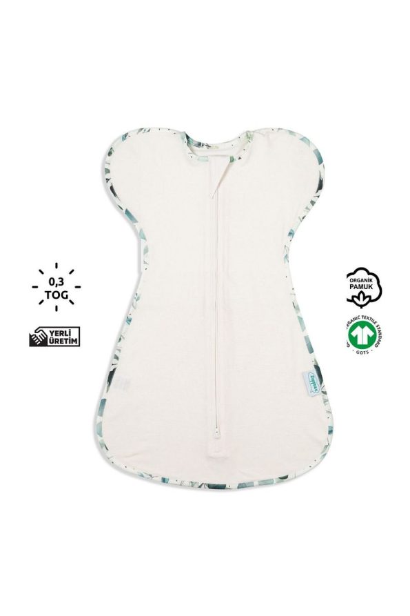Zuppers Organic Cotton Butterfly Swaddle Sleep Bag - 0.3 Tog - Leaf