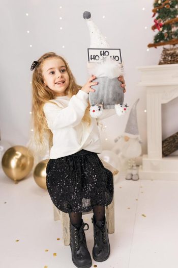 Black Sequin Skirt and Blouse Set for Girls