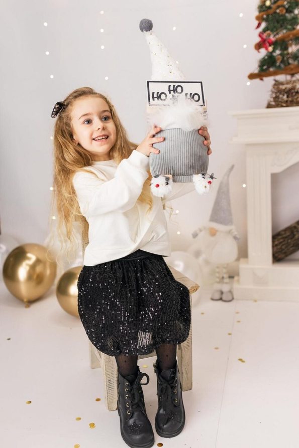 Black Sequin Skirt and Blouse Set for Girls