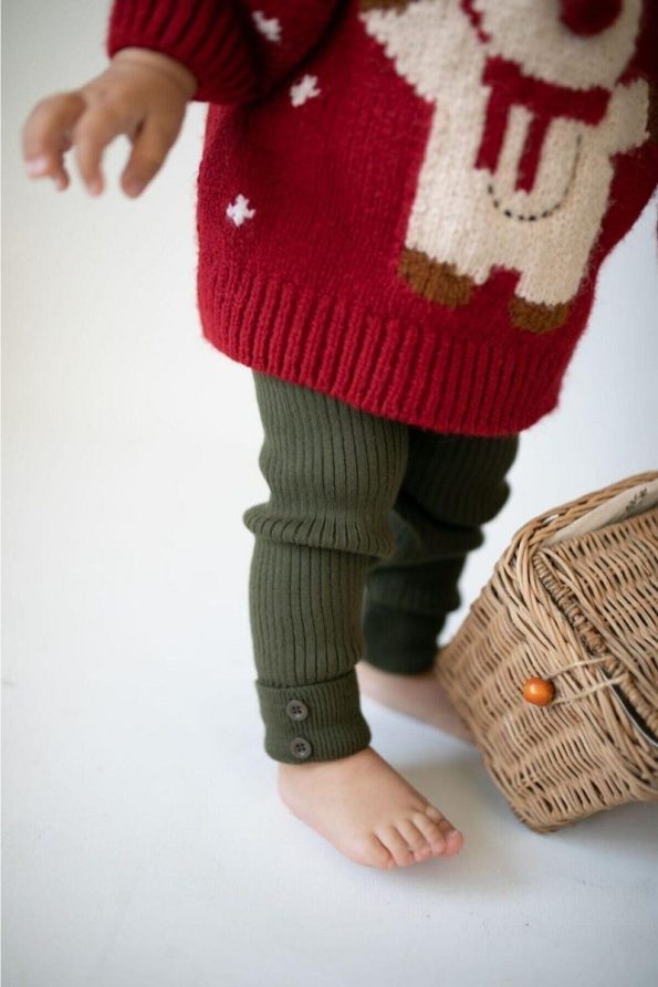 gogo bici Button Detail Ribbed Knit Leggings for Girls