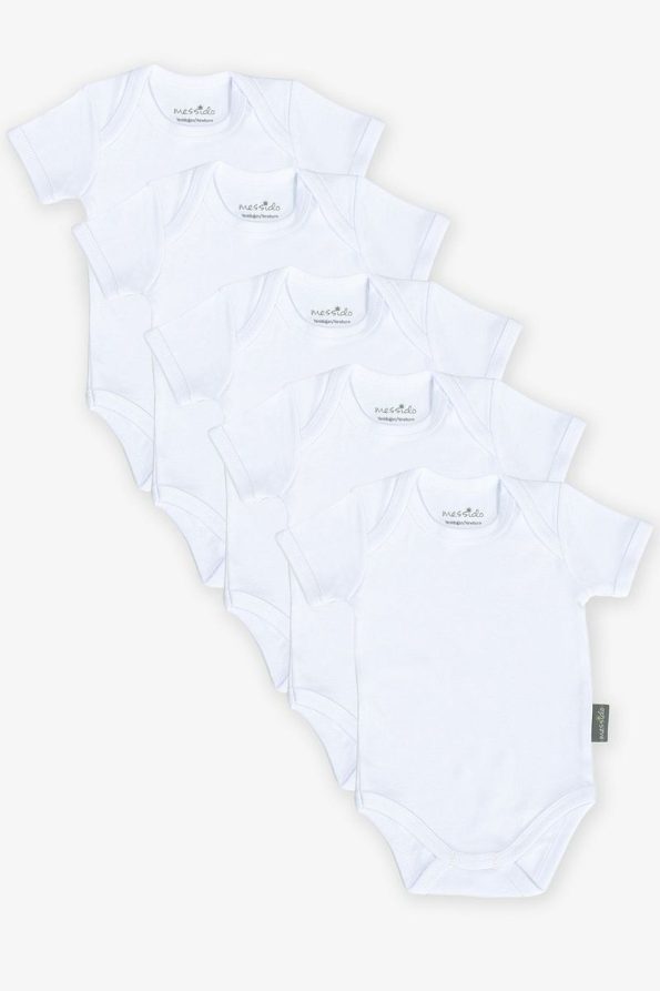Messido 100% Cotton 5-Pack Baby Bodysuits - White