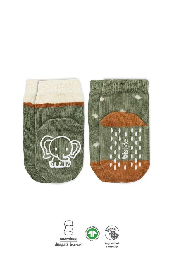 Bistyle Organic Baby Girl Non-Slip Animal Print Socks