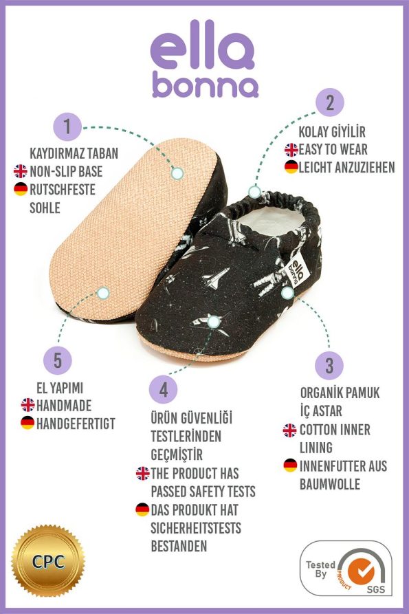 Ella Bonna Non-Slip Sole Astronaut and Space Baby Slippers