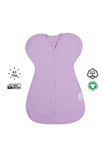 Zuppers Organic Cotton Butterfly Swaddle Sleeping Bag - Lilac - 0.3 Tog