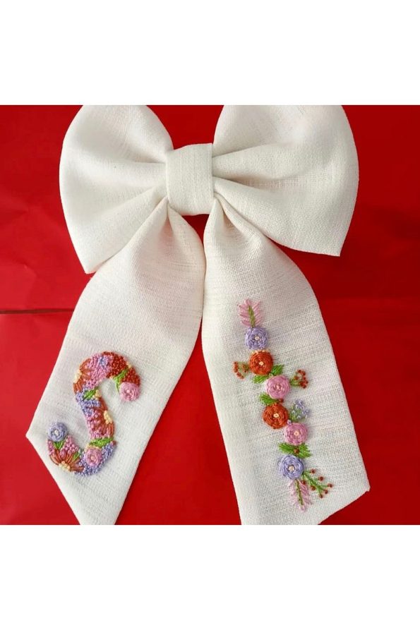 AFRALYAHOME Embroidered Hair Bow for Kids