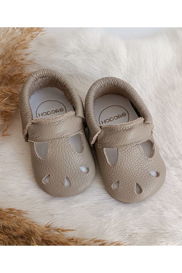 Hodore Wizy Dark Taupe Genuine Leather Baby Moccasins