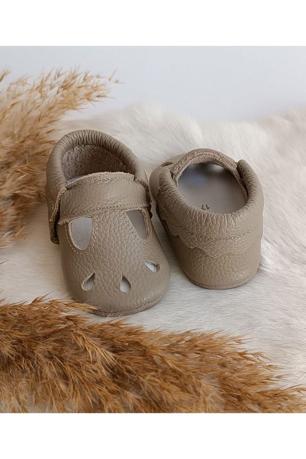 Hodore Wizy Dark Taupe Genuine Leather Baby Moccasins