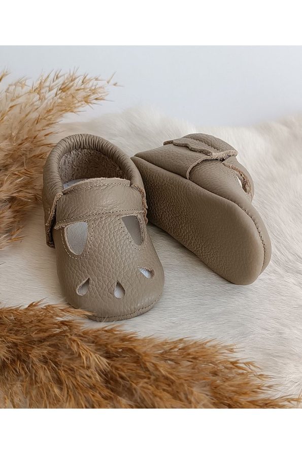 Hodore Wizy Dark Taupe Genuine Leather Baby Moccasins