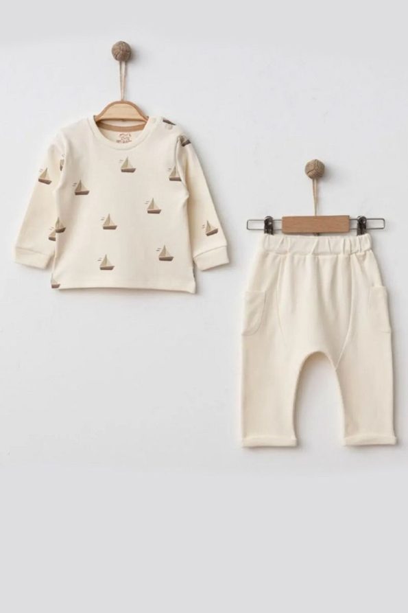 100% Cotton Sailboat Print Baby Boys' Two-Piece Outfit