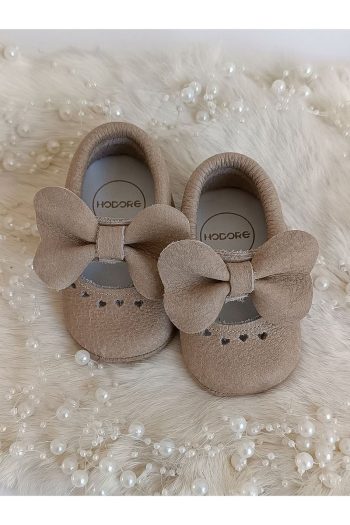 Hodore Alice Milk Coffee Leather Moccasin Slippers