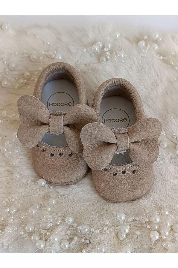 Hodore Alice Milk Coffee Leather Moccasin Slippers