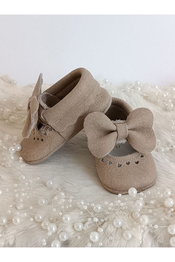 Hodore Alice Milk Coffee Leather Moccasin Slippers