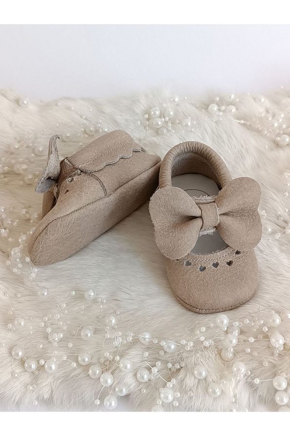Hodore Alice Milk Coffee Leather Moccasin Slippers