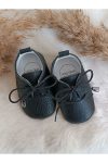 Hodore Alfa Black Genuine Leather Baby Moccasin Shoes