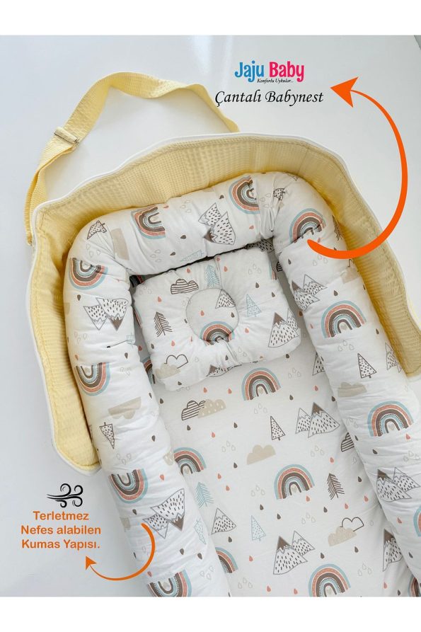 Jaju Portable Baby Nest with Bag - Mountain Yellow Quilted Baby Nest