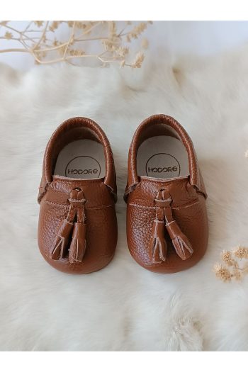 Hodore Axel Simple Tan Genuine Leather Baby Moccasins