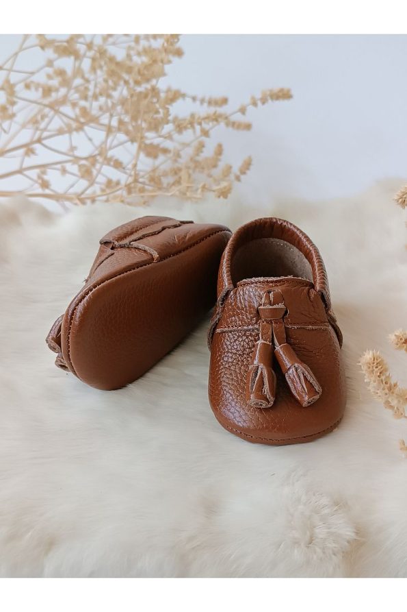 Hodore Axel Simple Tan Genuine Leather Baby Moccasins