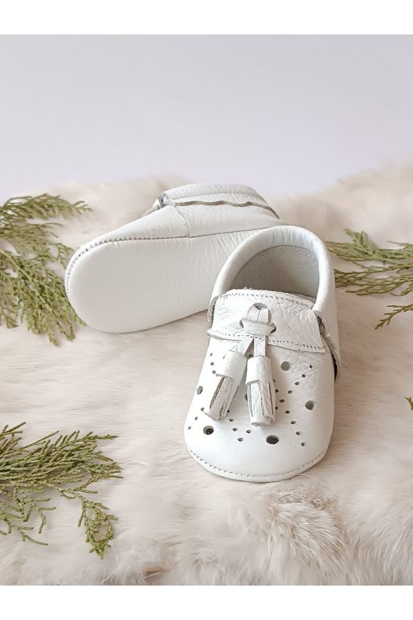 Hodore Axel White Genuine Leather Baby Moccasins